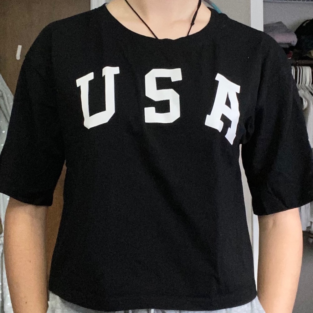 "USA" Black Tee